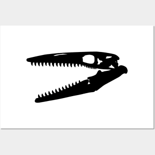 Tylosaurus skull - black Posters and Art